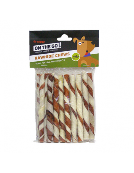 On The Go Rawhide Twisted Sticks Για Σκύλους Διπλού Χρώματος 12τεμ.
