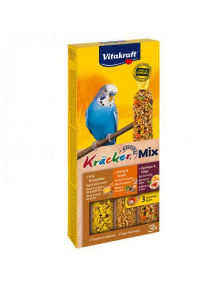 Vitakraft Kracker Trio Mix Λιχουδιά Για Παπαγαλάκια Με Αυγό, Βερύκοκο Και Μέλι 3τεμ. Vitakraft Kracker Trio Mix Λιχουδιά Για Παπαγαλάκια Με Αυγό, Βερύκοκο Και Μέλι 3τεμ.