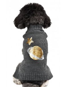 Bou-Bou Collection Πλεκτό Ρούχο Σκύλου Γκρι Σκούρο Με Σχέδιο