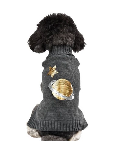 Bou-Bou Collection Πλεκτό Ρούχο Σκύλου Γκρι Σκούρο Με Σχέδιο