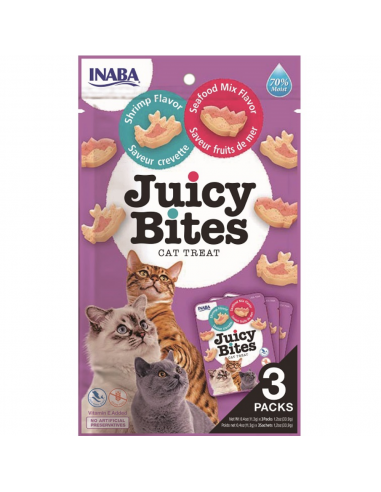 Inaba Juicy Bites Λιχουδιά Γάτας Με Γαρίδα Και Θαλασσινά 3τεμ. x 11.3gr