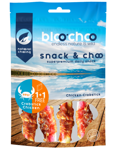 BlooChoo Snack Crabstick Chicken Λιχουδιές Με Καβούρι Και Κοτόπουλο 80 gr 1+1 FREE