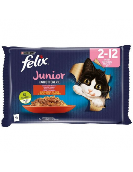 Purina Felix Junior Le Ghiottonerie Φακελάκια Για Γατάκια Με Βοδινό Και Κοτόπουλο 4x85gr Purina Felix Junior Le Ghiottonerie Φακελάκια Για Γατάκια Με Βοδινό Και Κοτόπουλο 4x85gr