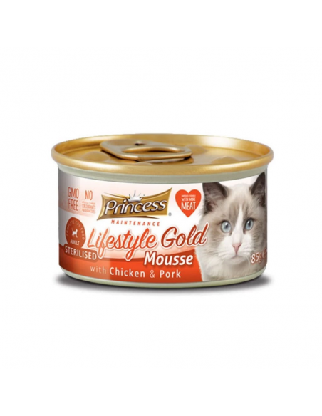 Princess Lifestyle Gold Sterilised Adult Κονσέρβα Γάτας Με Κοτόπουλο Και Χοιρινό 85gr Princess Lifestyle Gold Sterilised Adult Κονσέρβα Γάτας Με Κοτόπουλο Και Χοιρινό 85gr