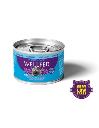 Wellfed Sterilised Urinary Adult Κονσέρβα Γάτας Με Κοτόπουλο, Μοσχάρι Και Κράνμπερι 200 gr