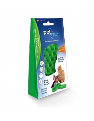 Pet + Me Ελαστική Βούρτσα Για Μικρόσωμα Και Μακρύτριχα Κατοικίδια Πράσινη