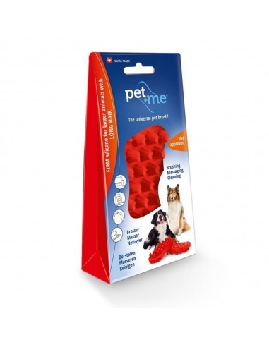 Pet + Me Ελαστική Βούρτσα Για Μεγαλόσωμα Και Μακρύτριχα Σκυλιά Κόκκινη