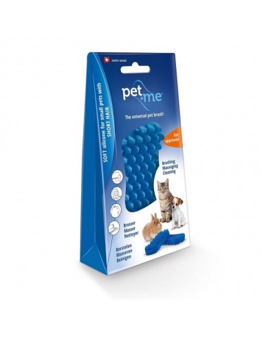 Pet + Me Ελαστική Βούρτσα Για Μικρόσωμα Και Κοντότριχα Κατοικίδια Μπλε