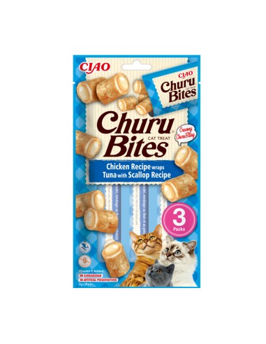 Ciao Churu Rolls Σνακ Γάτας Με Τόνο, Κοτόπουλο Και Χτένι 3x10gr