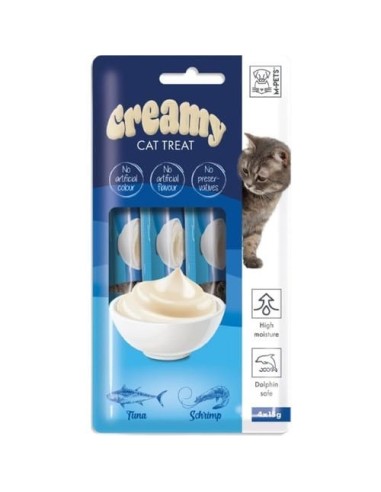 M-Pets Creamy Cat Λιχουδιά Γάτας Με Τόνο Και Γαρίδες 4x15gr