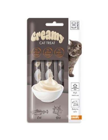 M-Pets Creamy Cat Λιχουδιά Γάτας Με Μοσχάρι Και Μπακαλιάρο 4x15gr