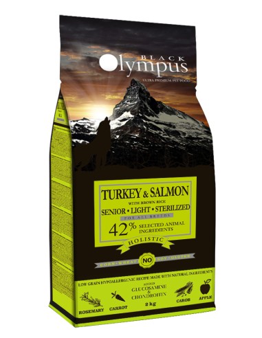 Black Olympus Senior Light & Sterilised Με Γαλοπούλα, Σολομό Και Καστανό Ρύζι