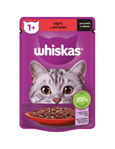 Whiskas Core Φακελάκι Ενήλικης Γάτας Με Μοσχάρι Σε Σάλτσα 85gr