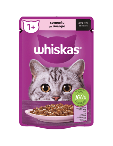 Whiskas Core Φακελάκι Ενήλικης Γάτας Με Σολομό Σε Σάλτσα 85gr