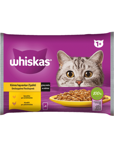 Whiskas Core Φακελάκι Ενήλικης Γάτας Επιλεγμένα Πουλερικά Με Κοτ.-Γαλ. Σε Σάλτσα 4x85gr