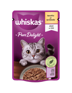Whiskas Pure Delight Φακελάκι Ενήλικης Γάτας Με Κοτόπουλο Σε Ζελέ 85gr