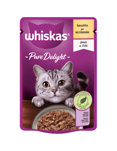 Whiskas Pure Delight Φακελάκι Ενήλικης Γάτας Με Κοτόπουλο Σε Ζελέ 85gr