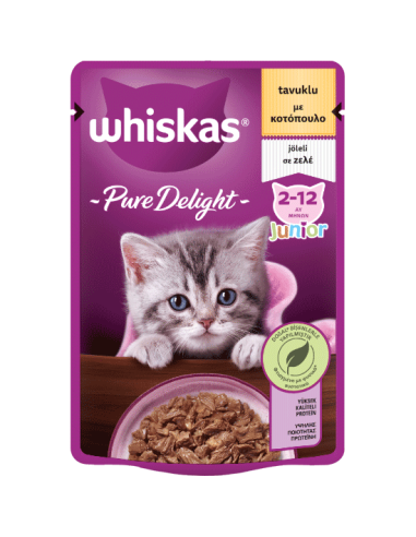 Whiskas Pure Delight Φακελάκι Για Γατάκια Με Κοτόπουλο Σε Ζελέ 85gr