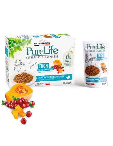 Pro-Nutrition Pure Life Φακελάκι Γάτας Με Φιλετάκια Τόνου Σε Σάλτσα, Κολοκύθα Και Κράνμπερι 85gr